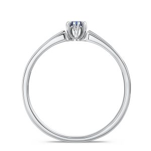 Pierścionek zaręczynowy z białego złota z szafirem BP-2110B