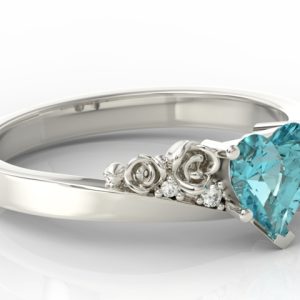 Pierścionek z topazem Swarovski Blue i diamentami AP-53B