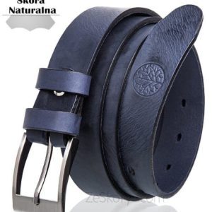 Pasek skórzany BETLEWSKI LIC30 w pudełku - gnieciony niebieski