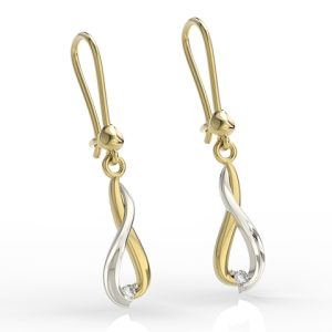 Kolczyki z żółtego i białego złota z diamentami APK-96ZB