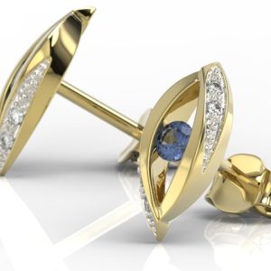 Kolczyki z żółtego złota z szafirami i diamentami LPK-60Z-R