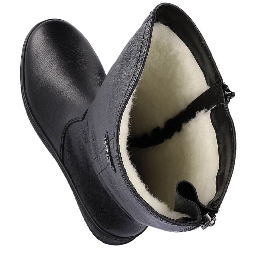 Skórzane wodoodporne kozaki śniegowce ocieplane owczą wełną Rieker Y4470-01