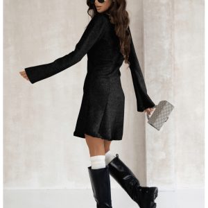 Dzianinowa sukienka mini MYRCELLA - czarna