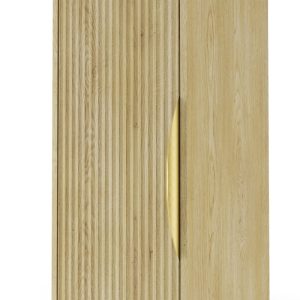 Szafka łazienkowa słupek Avila, ryflowana, złoty uchwyt, Dąb Cremona Torro