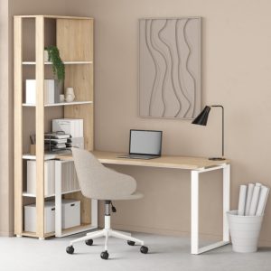 Biurko loftowe jackson hickory / białe mat 150 cm Sign