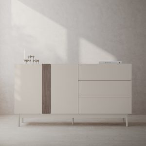 Komoda dwudrzwiowa z szufladami Berula, kaszmirowa, Orzech Villa