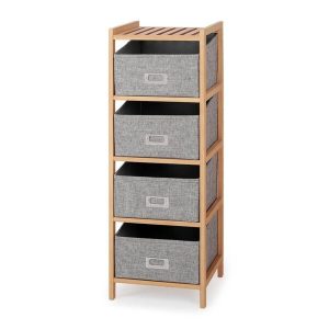 Regał drewniany naturalny / szary mat 28 x 26 x 83 cm REG10