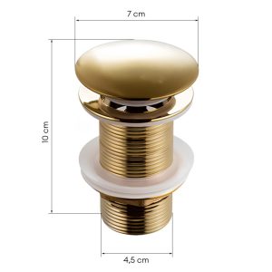 Okrągły korek umywalkowy Roxy klik-klak, złoty