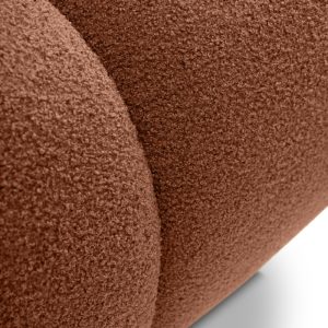 Puf tapicerowany Milo, miedziany, boucle, obłe kształty