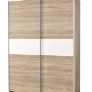 Szafa przesuwna dąb sonoma / biała mat / połysk 153 x 210 cm Lima