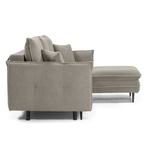 Narożnik rozkładany z pojemnikiem Notti, brązowoszary, boucle, prawostronny