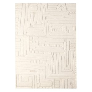 Dywan prostokątny Sophia, tuftowany, bawełniany, kremowy