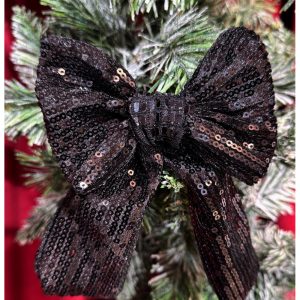 Ozdoba świąteczna choinkowa kokarda cekinowa S - czarna