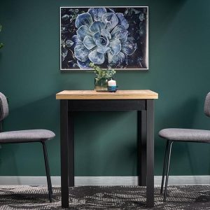 Stół do jadalni dąb wotan / czarny mat 120 x 68 cm Cobalt