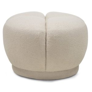 OU-2007 Puf tapicerowany Solla, jasnobeżowy, boucle, obłe kształty