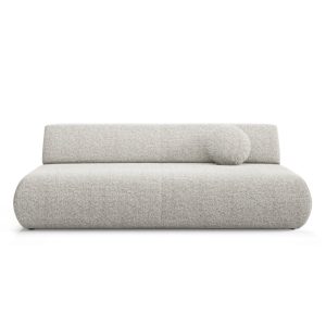 Sofa z funkcją spania i pojemnikiem Puente, szarobeżowy melanż, obłe kształty