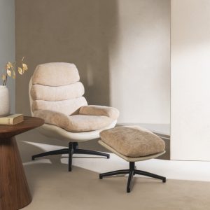 Fotel obrotowy z podnóżkiem Prima beżowy