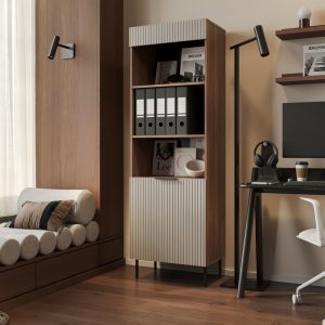 Witryna jednodrzwiowa kaszmir / orzech warmia mat 60 x 42 x 185 cm Reno