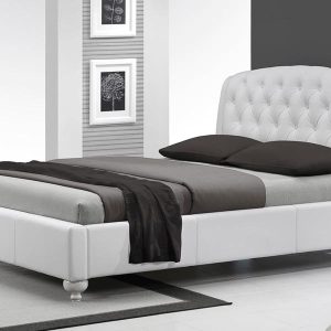 Łóżko tapicerowane białe 160x200 cm Sofia