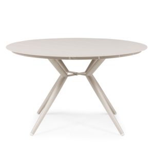Stół ogrodowy Piretto 126,5 cm, aluminium, okrągły, jasnobeżowy