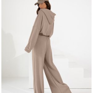 Komplet dzianinowy bluza i spodnie NOLANI - cappuccino