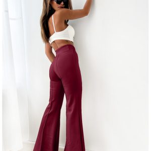 Dopasowane spodnie dzwony modelujące MERRY - bordowe