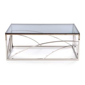 Ława szklana dymiona / srebrna mat / połysk 120 x 60 cm Universe