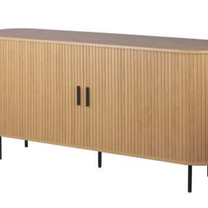 Komoda owalna z drzwiami dąb / czarna mat 160 cm Kasja