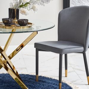 Stół okrągły transparentny / złoty mat / połysk 100 cm Raymond