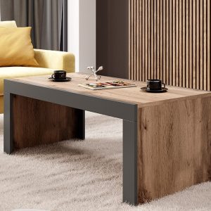 Stolik kawowy prostokątny dąb wotan / antracyt mat 120 x 60 cm Zoja