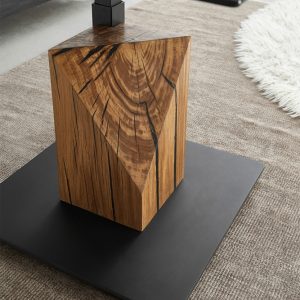 Stolik kawowy szklany szary / dąb olejowany 70 x 70 cm Quadro