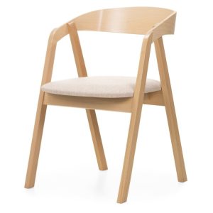 Krzesło tapicerowane do jadalni Naruki, beżowe/buk