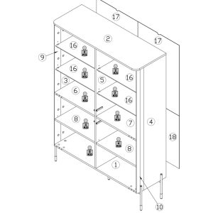 Witryna czterodrzwiowa kaszmir mat 110 x 40 x 160 cm Aria