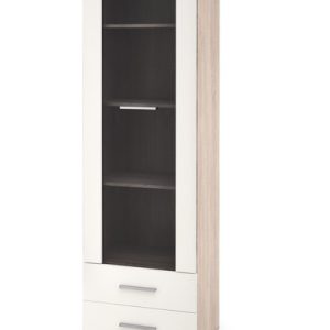 Witryna jednodrzwiowa z szufladami biała / dąb sonoma mat / połysk 40 x 200 cm Lima