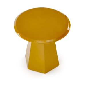 Stolik kawowy okrągły musztardowy połysk 50 cm Loca