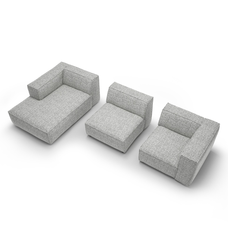 Narożnik modułowy Modularis 290 cm, szary, boucle, lewostronny