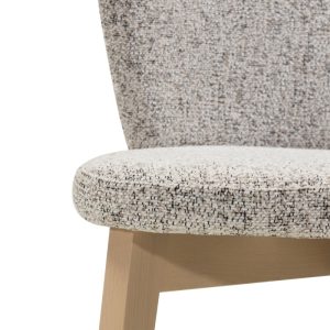 Krzesło tapicerowane Nerisa, szarobeżowe/buk, drewniane nóżki