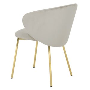 Krzesło do jadalni Adrano, welurowe, beżowe/złote nogi