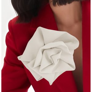 Broszka przypinana róża materiałowa - biała