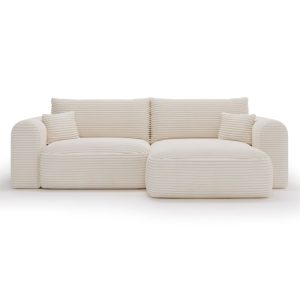 Narożnik rozkładany Next uniwersalny z pojemnikiem, kremowy, sztruks