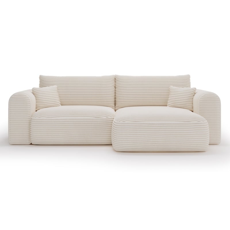 Narożnik rozkładany Next uniwersalny z pojemnikiem, kremowy, sztruks