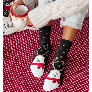 Skarpetki damskie świąteczne Śpiący Miś - wzór 1