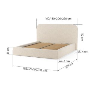 Łóżko tapicerowane Mateo 140/160/180/200x200 cm ze stelażem i pojemnikiem
