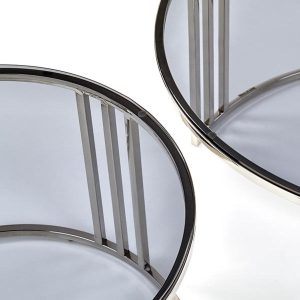 Zestaw 2 stolików kawowych okrągłych dymiony / srebrny mat / połysk 80 cm, 60 cm Mercury