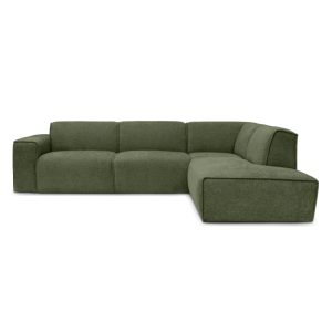 Narożnik do salonu Colette zielony, zamknięty, prawostronny