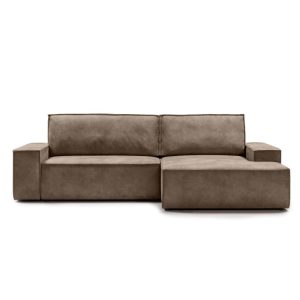 Narożnik rozkładany Fiord z pojemnikiem, ciemnobrązowy, prawostronny