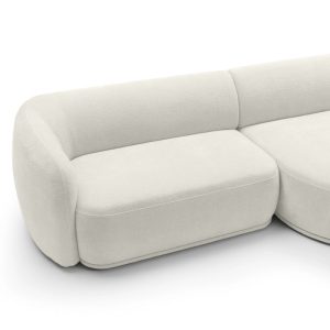 Narożnik modułowy Nobo, obłe kształty, kremowy, prawostronny