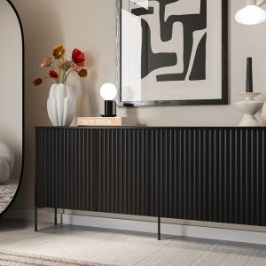 Komoda z drzwiami czarna mat 190 cm Aria