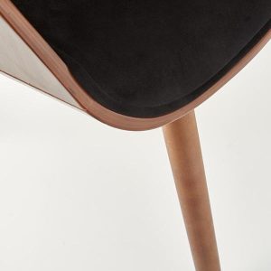 Krzesło do jadalni drewniane tapicerowane orzech / czarne K396