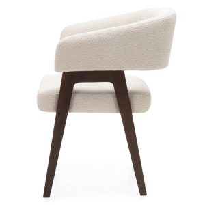 Krzesło tapicerowane Kobe, boucle, jasnobeżowe/orzech